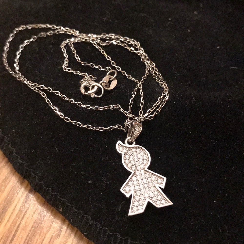 Sterling silver necklace w/ girl charm